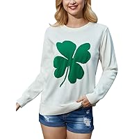 For G and PL Womens St. Patrick's Day Clover Print Irish Long Sleeve Pullover Sweater