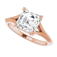 Asscher Cut Moissanite Engagement Ring Set, 2ct, Sterling Silver Twist Band, Engagement ring