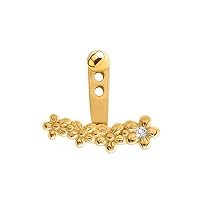 Gold-Tone 316L Surgical Steel Flower Ear Jacket Earrings Choose Your Style & Gauge