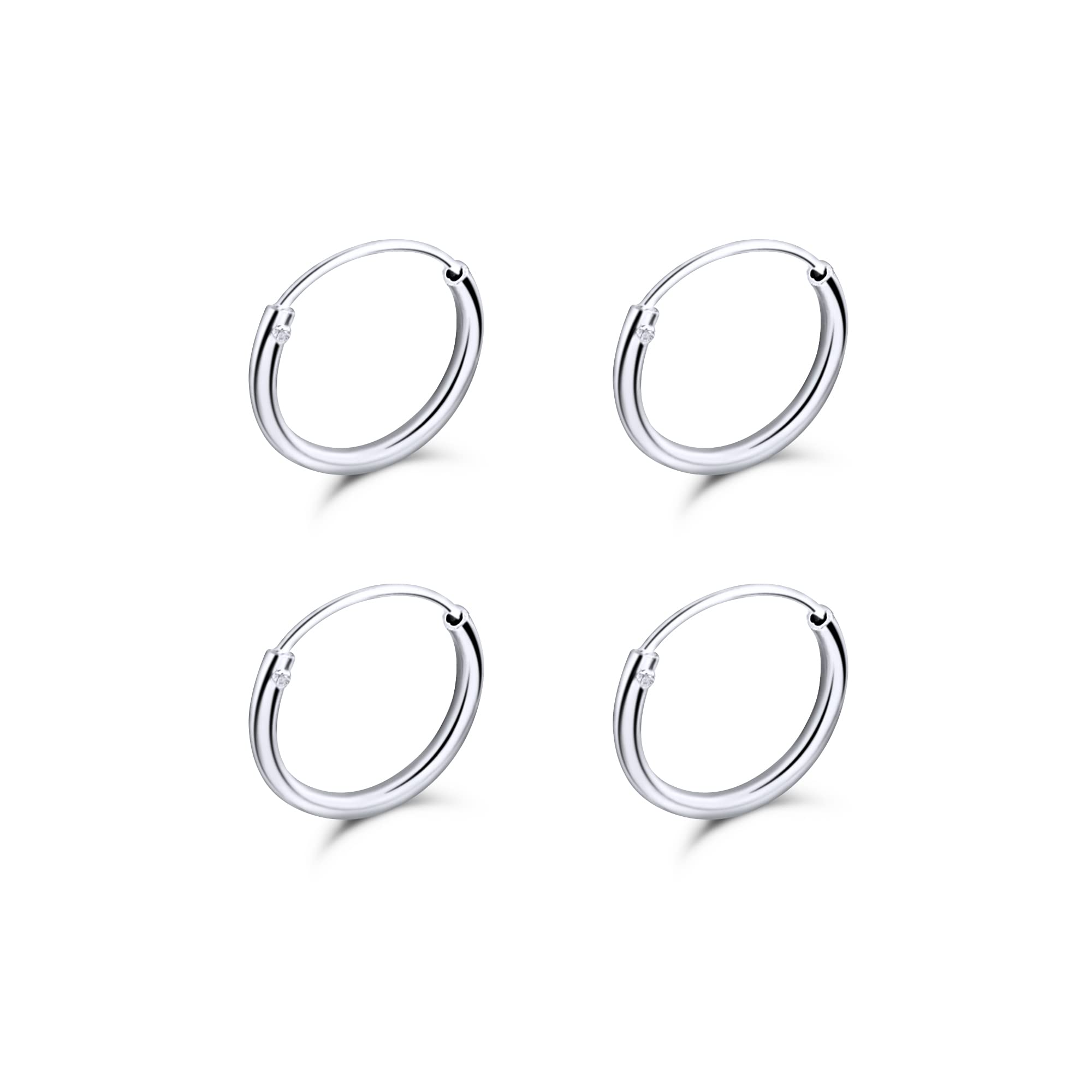 Silver Hoop Earrings - Cartilage Earring for Women Girls Men Boys - Sterling Silver Hoops - Gold Hoops - Rose Gold Hoops -10mm Tiny Small Endless Hoop Earrings, Set of 2-5 Pairs