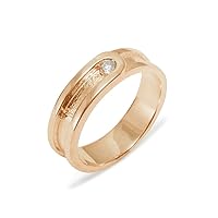 18k Rose Gold Natural Diamond Mens Band Ring - Sizes 6 to 12 Available (0.05 cttw, H-I Color, I2-I3 Clarity)