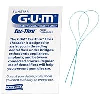 840PUAA Threader Dental Floss Gum EEZ-Thru 20 Packs of 5 Threaders