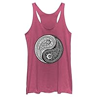 Fifth Sun Lost Gods Paisly Yang Women's Racerback Tank Top, Pink Heather, XX-Large