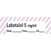 ANS-117D5 Anesthesia Tape with Date, Time and Initial, Removable, Labetalol 5 mg/mL, 1