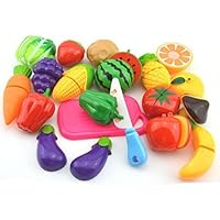 Play Food Set for Kids, 18 Pcs Pretend Play Food Cutting Kitchen Food Fruits and Vegetables
