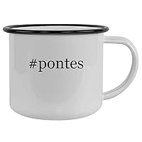 #pontes - 12oz Hashtag Camping Mug Stainless Steel, Black