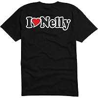 T-Shirt Man Black - I Love with Heart - Party Name Carnival - I Love Nelly