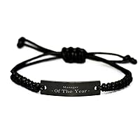 Manager Gifts. Manager Of The Year. Unique Black Rope Bracelet for Manager. Unique Birthday Inspirational Gift