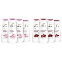 Body Wash Renewing Peony and Rose Oil 4 Count for Renewed & Body Wash Revitalizante Cherry & Chia Milk 4 Count for Renewed