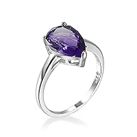 Graduation Rings for Women 2022, Crystal Ring Amethyst Cubic Zirconia Silver-Plated-Base Simple Size for Women Girls Jewelry Gifts