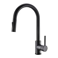 Havin Black Kitchen Faucet with Pull Down Sprayer, High Arc Stainless Steel Material, with cUPC Ceramic Cartridge,Without Deck Plate,Fit for 1 Kitchen Sink or Laundry Sink,Matte Black
