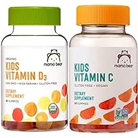 Amazon Brand - Mama Bear Kids Vitamin D3, 25 mcg (1000 IU) per Serving, 80 Gummies & Vitamin C, 125 mg Vitamin C per Serving, 60 Gummies (Shipped Separately)