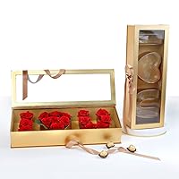 UNIKPACKAGING “I Love You” Flower Gift Letter Shaped Fillable Box, with Plastic Liner, Size 22″ x 8″ x 4″ inch, for Luxury Style Flower and Gift Arrangements (Gold)