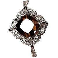 Solid 925 Sterling Silver & Natural Smoky Quartz 7x7mm Cushion Shape Princess Cut November Birthstone Promise Ring for Men & Women. (Ring Size US 9) |LW_GSR_0083_925 SP_09.00, Brown