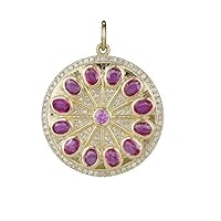 Beautiful Round Diamond Pink Sapphire 925 Sterling Silver Charm Pendant,Handmade Pendant Jewelry,Gift