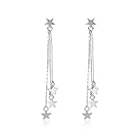 Star Pendant Tassel Earrings Long Dangle Drop Earrings Gold and Silver Lucky Star Dangle Earrings Lightweight Hypoallergenic Jewelry for Women Girls