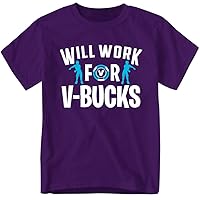 Will Work for V-Bucks T-Shirt, Funny Youth and Adult Gamer Shirt