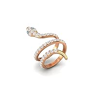 925 Sterling Silver Snake Ring for Women Vintage Wrap Rings with Natural Blue Topaz & White Topaz Engagement Ring Cobra Snake Rings