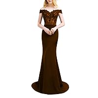 Women's Off The Shoulder Mermaid Bridesmaid Evening Dresses Long Lace Prom Party Gowns