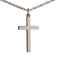 9ct Rose Gold 30x18mm plain solid block Cross with a 2.2mm wide belcher Chain