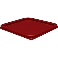 Squares Square Food Storage Container Lid with Stackable Design for Catering, Buffets, Restaurants, Proprietary Blend, 6 To 8 Quarts, Red