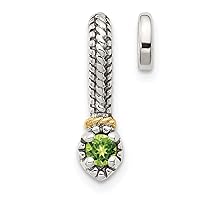 4.51mm 925 Sterling Silver With 14k Polished Peridot Pendant Necklace Jewelry for Women