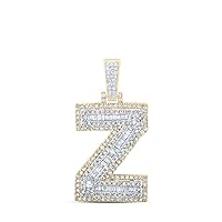 Jewels By Lux 10K Yellow Gold Mens Baguette Diamond Initial Letter Charm Pendant