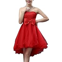 Women's Short After Long Sweetheart Bow Before Prom Bridesmaid Dresses
