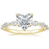 ERAA Jewel 2.0 CT Heart Colorless Moissanite Engagement Ring, Wedding Bridal Ring Set, Eternity Silver Solid 10K 14K 18K Gold Diamond Solitaire Prong Set Anniversary Promise Gifts for Her