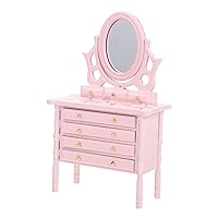 ERINGOGO Dresser Model Mini Dressing Table Mirror Micro 1: 12 Scale Furniture Drawer Dressing Table Model Vanity Decor Arts and Crafts Supplies Doll House Decor Ornaments Household Wooden