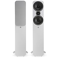 3050i Floorstanding Speakers Arctic White Pair & Speaker Cable - 2-Way Reflex Enclosure, 2 Bass Drivers 6.5