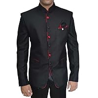 Mens Black 3 pc Tuxedo Nehru Collar Suit TX011232
