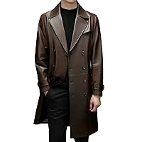 Cowhide Long Windbreaker Men's Genuine Leather Jacket