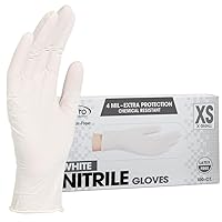 ForPro Disposable Nitrile Gloves, Chemical Resistant, Powder-Free, Latex-Free, Non-Sterile, Food Safe, 4 Mil, White, X-Small, 100-Count
