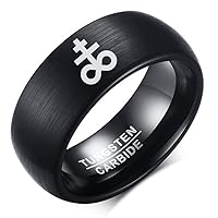 8MM Leviathan Cross Sigil Sulfur Symbol Tungsten Carbide Wedding Symbol Band Fashion Ring