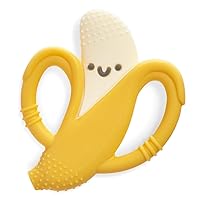 Banana-Shaped Teether with Handles; Silicone Teether with Easy-Grab Handles and Textured, Teethable Surfaces (Banana)