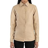 Leather Shirts for Women | Womens Long Sleeve Loose Fit Casual Leather Shirts