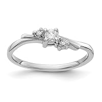 14k White Gold Prong set Polished Diamond ring Size 6 Jewelry for Women
