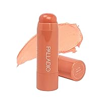 Palladio I'm Blushing 2-in-1 Cheek and Lip Tint, Buildable Lightweight Cream Blush, Sheer Multi Stick Hydrating formula, All day wear, Easy Application, Shimmery, Blends Perfectly onto Skin, Peach (BLT06)