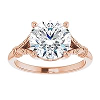 14K Solid Rose Gold Handmade Engagement Ring 3 CT Asscher Cut Moissanite Diamond Solitaire Wedding/Bridal Ring for Woman/Her Propose Rings