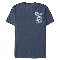 Disney Big Tinkerbell Skull Rocket Flag Men's Tops Short Sleeve Tee Shirt, Navy Blue Heather, 4X-Large Tall