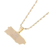 Puerto Rico Map Pendant Chain for Women Puerto Ricans Map Jewelry