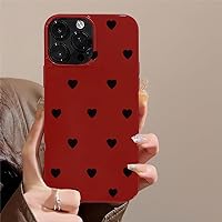 Cute Case Compatible with iPhone 15 Pro Max Case, Heart Print Design Case Retro Red Back Cover Shell Slim Thin Shockproof Protective Girly Love Case Glitter for Women Girls