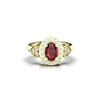 2 Ctw Red Ruby And Diamond Ring, July Birthstone Ring, Oval Ruby Ring