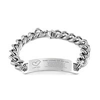 The Love Of My Life Cuban Chain Stainless Steel Bracelet, Always Remember You Are Braver Than You Believe, Graduation Birthday Christmas Gifts Engraved Bracelet Heart Jewelry Gifts For Men Women