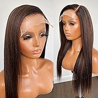 Chocolate Brown Color Highlights 13X4 Lace Front Wig Brazilian Remy Hair #4 Brown 13X6 Lace Front Human Hair Wig Pre Plucked with Baby Hair Transparent KEHSLCIM-22inch 180% 13X6 Lace Front Wig