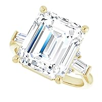 Moissanite Solitaire Promise Ring, 5ct Moissanite Center Stone, 925 Sterling Silver with 18K Gold Accents