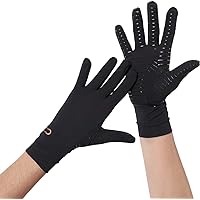 Copper Compression Full Finger Arthritis Gloves - Palm Grips - Touch Screen Fingertips - Compression Support for Carpal Tunnel, Pain Relief, Tendonitis - Fits Men & Women - 1 Pair - M