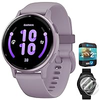 Garmin 010-02862-13 Vivoactive 5 Fitness Smartwatch, Orchid Bundle with Deco Essentials 2-Pack Screen Protector and 2 YR CPS Enhanced Protection Pack