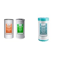 iSpring Whole House Water Filtration High Capacity Sediment and CTO Carbon Block Water Filter Replacement Cartridge Pack Set with Iron and Manganese Reducing Filter